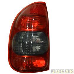 Lanterna traseira principal - alternativo - HT Lanternas - <b>Chevrolet Corsa Pick-up Sport 1.6 MPFI de 2001 at 2003</b> - Corsa hatch 4p/wagon/pick-up 2000 at 2002 - vermelha e fum - lado do motorista - cada (unidade) - 20751