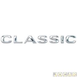 Letreiro - alternativo - <b>Chevrolet Classic Super 1.0 VHC 8V Flexpower de 2006 at 2008</b> - Corsa 2002 at 2008 - Classic - cromado - cada (unidade)