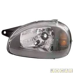 Farol principal - alternativo - VIC - <b>Chevrolet Corsa Hatch Wind 1.0 MPFI 2P de 1999 at 2002</b> - Corsa 2001 at 2002 - carc.preta-masc.cinza H4 - lado do motorista - cada (unidade) - 881I