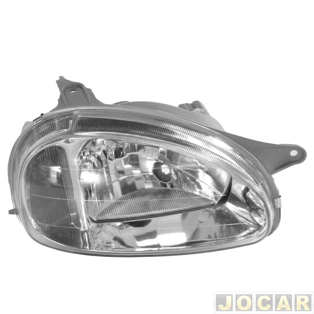 Farol principal - importado - Corsa 2001 até 2002 - carcaça cinza - H4 - pisca branco - lado do passageiro - cada (unidade) - 28207