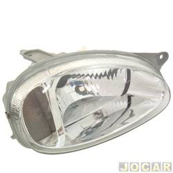 Farol principal - importado - <b>Chevrolet Corsa Hatch Wind 1.0 MPFI 2P de 1999 at 2002</b> - Corsa 2001 at 2002 - carcaa cinza - H4 - lado do passageiro - cada (unidade) - 28207