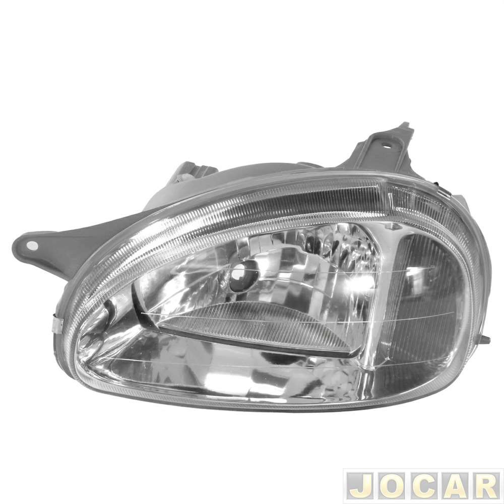 Farol principal - importado - Corsa 2001 até 2002 - carcaça cinza - H4 - pisca branco - lado do motorista - cada (unidade) - 28208