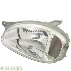 Farol principal - importado - <b>Chevrolet Corsa Hatch Wind 1.0 MPFI 2P de 1999 at 2002</b> - Corsa 2001 at 2002 - carcaa cinza - H4 - lado do motorista - cada (unidade) - 28208