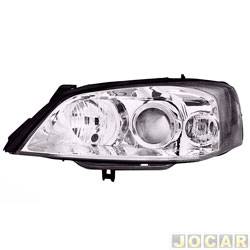 Farol principal - TYC - <b>Chevrolet Astra Hatch SS 2.0 8V Flexpower 4P de 2005 at 2009</b> - Astra 2003 at 2011 - cromado - regulagem manual/eltrico - sem motor - lado do motorista - cada (unidade) - 14771