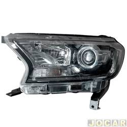 Farol principal - TYC - Ranger 2016 at 2023 - eltrico - com motor e projetor mscara preta - lado do motorista - cada (unidade) - 27489