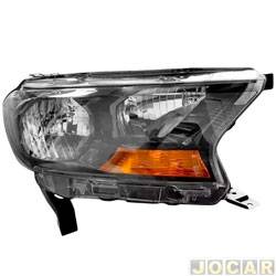 Farol principal - TYC - Ranger 2016 at 2023 - manual - mscara negra sem projetor - lado do passageiro - cada (unidade) - 26796