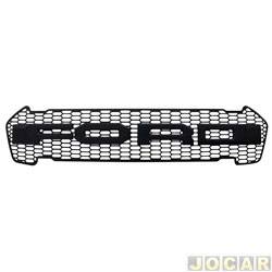 Grade dianteira - importado - <b>Ford Ranger Cabine Dupla XLS 4X2 2.5 16V cmbio manual Flex de 2016 at 2019</b> - Ranger 2017 at 2019 - modelo Raptor com LED azul - preta - cada (unidade) - 28696