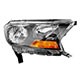 Farol principal - importado - Ford Ranger Cabine Dupla XLS 4X2 2.5 16V cmbio manual Flex de 2016 at 2019 - Ranger 2017 at 2023 - manual - mscara negra com pisca ambar - sem projetor - lado do passageiro - cada (unidade) - 29196.