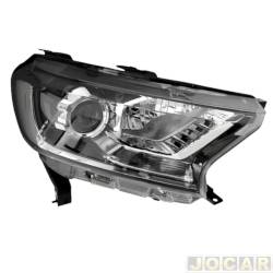 Farol principal - importado - Ford Ranger Cabine Dupla FX4 4X4 3.2 20V TDCi automtico diesel de 2022 at 2023 - Ranger 2017 at 2023 - manual - mscara cromada com pisca cristal - com projetor - lado do passageiro - cada (unidade) - 29198.