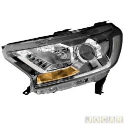 Farol principal - importado - Ford Ranger Cabine Dupla FX4 4X4 3.2 20V TDCi automtico diesel de 2022 at 2023 - Ranger 2017 at 2023 - manual - mscara cromada com pisca mbar - com projetor - lado do motorista - cada (unidade) - 29199