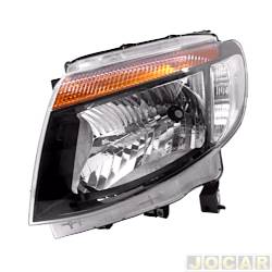 Farol principal - importado - <b>Ford Ranger Cabine Simples XLS 4X2 2.5 16V cmbio manual Flex de 2012 at 2016</b> - Ranger 2012 at 2016 - Black - regulagem manual - lado do motorista - cada (unidade) - 30919