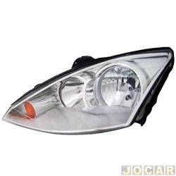 Farol principal - TYC - <b>Ford Focus Hatch Ghia 2.0 16V Duratec de 2005 at 2007</b> - Focus 2004 at 2008 - H1/H7 foco duplo - pisca amarelo - eltrico sem motor - lado do motorista - cada (unidade) - 15237