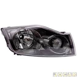 Farol principal - importado - <b>Ford EcoSport XLT 1.6 8V Flex de 2007 at 2012</b> - EcoSport 2008 at 2012 - mascara negra - lado do passageiro - cada (unidade) - ZN14141401