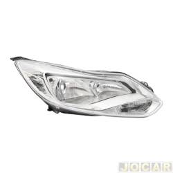 Farol principal - importado - <b>Ford Focus Hatch SE Plus 1.6 16V PowerShift Flex de 2013 at 2015</b> - Focus 2013 at 2015 - cromado - lado do passageiro - cada (unidade) - 31344