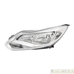 Farol principal - importado - <b>Ford Focus Hatch Titanium Plus 2.0 16V PowerShift Flex de 2013 at 2015</b> - Focus 2013 at 2015 - cromado - lado do motorista - cada (unidade) - 31343