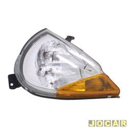 Farol principal - importado - <b>Ford Ka GL 1.0 mpi de 1999 at 2001</b> - Ka 1997 at 2001 - pisca mbar (amarelo) - H1/H7 - lado do passageiro - cada (unidade) - 21279