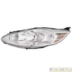 Farol principal - TYC - <b>Ford Fiesta Hatch SE 1.6 16V Flex 4P - New Fiesta - importado de 2011 at 2013</b> - New Fiesta 2010 at 2011 - manual - lado do motorista - cada (unidade) - 18567