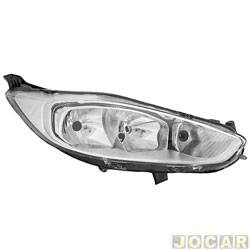 Farol principal - TYC - <b>Ford Fiesta Hatch Titanium 1.6 16V PowerShift Flex 4P - New Fiesta de 2013 at 2018</b> - New Fiesta 2013 at 2018 - cromado - lado do passageiro - cada (unidade) - 24580