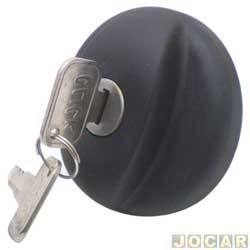 Tampa do tanque de combustvel - alternativo - <b>Ford Fiesta Hatch First 1.6 8V Flex 4P de 2004 at 2007</b> - Fiesta hatch/sedan 2003 at 2007 - com chave - preta - cada (unidade)