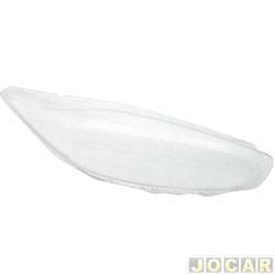 Lente do farol principal - importado - <b>Ford Fiesta Hatch Titanium 1.6 16V PowerShift Flex 4P - New Fiesta de 2013 at 2016</b> - New Fiesta 2013 em diante - lente de acrlico - lado do passageiro - cada (unidade) - 27182