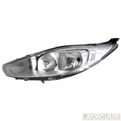 Farol principal - F2J Lighting (antiga Valeo) - <b>Ford Fiesta Hatch Titanium Plus 1.0 12V TB PowerShift gasolina 4P - New de 2016 at 2017</b> - New Fiesta 2013 at 2018 - (apenas modelo nacional) - lado do motorista - cada (unidade) - LA79608