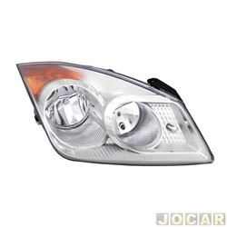 Farol principal - alternativo - Orgus - <b>Ford Fiesta Hatch 1.0 8V Flex 4P de 2007 at 2010</b> - Fiesta 2008 at 2010 - H7/H1 - com pisca mbar e luz de estacionamento - lado do passageiro - cada (unidade) - FD-556LD