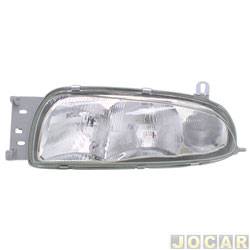 Farol principal - importado - <b>Ford Fiesta Hatch Class 1.0 mpi 4P de 1998 at 1999</b> - Fiesta - 1996 at 1999 - pisca cristal (branco) - H1/H7 - lado do motorista - cada (unidade) - 27717
