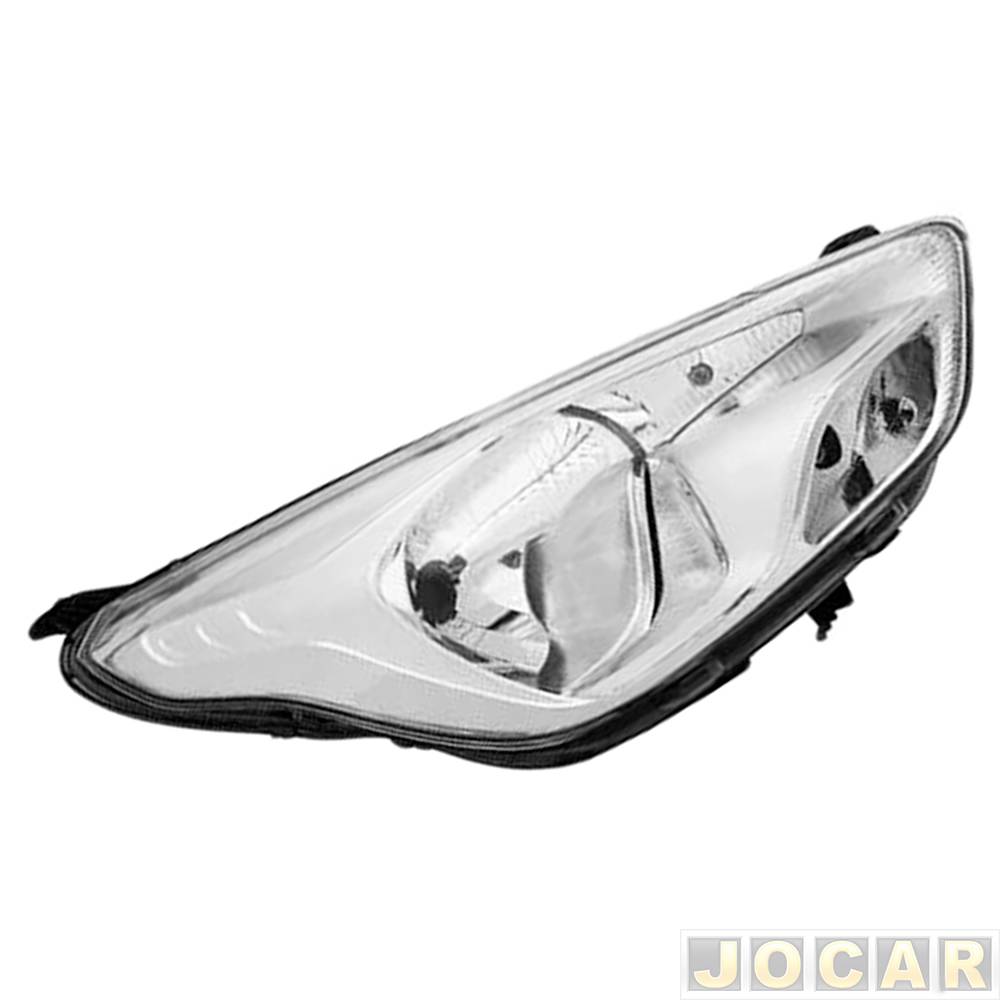 Farol principal - importado - Ka/Ka+ 2014 até 2018 - manual - máscara cromada - cromado - lado do passageiro - cada (unidade) - 23382