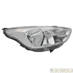 Farol principal - TYC - <b>Ford Ka 1.0 12V Flex 4P de 2019 at 2021</b> - Ka 2019 em diante - cromado - regulagem manual - lado do passageiro - cada (unidade) - 29158