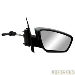 Retrovisor externo - SMR - <b>Ford Ka SE Plus 1.0 12V Flex 4P de 2014 at 2015</b> - Ka 2015 at 2015 - controle manual - liso - preto - lado do passageiro - cada (unidade) - MA5001