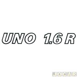 Letreiro - alternativo - Uno 1989 at 1994 - "Uno 1.6R" - preto - cada (unidade)