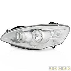 Farol principal - Magneti Marelli - <b>Fiat Idea Essence 1.6 16V Flex de 2010 at 2016</b> - Idea 2011 at 2016 - foco duplo - cromado/prata - lado do motorista - cada (unidade) - IMM0322153