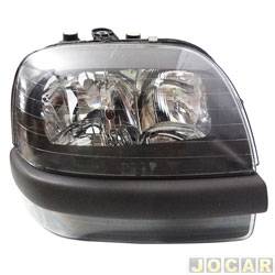 Farol principal - TYC - <b>Fiat Dobl HLX 1.8 8V Flex de 2006 at 2009</b> - Dobl 2002 at 2009 - mscara negra sem auxiliar/motor - lado do passageiro - cada (unidade) - 15048
