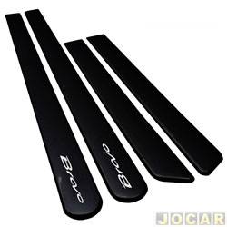 Friso lateral - <b>Fiat Bravo Essence 1.8 16V Dualogic Plus Flex 4P de 2012 at 2016</b> - Bravo 2010 at 2016 - autoadesivo - com nome - preto - jogo