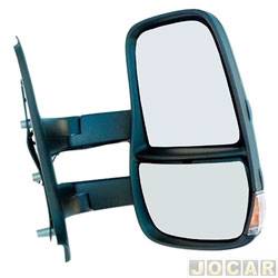 Retrovisor externo - importado - <b>Iveco Daily Cabine Dupla Chassi 70C16 de 2009 at 2013</b> - Iveco Daily 2008 at 2013 - haste longa - sem controle - com pisca - preto - lado do passageiro - cada (unidade) - 23080