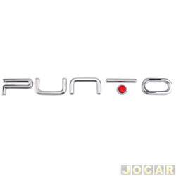 Letreiro - alternativo - <b>Fiat Punto Essence 1.6 16V Dualogic Plus Flex 4P de 2012 at 2017</b> - Punto 2013 at 2017 - Punto - pingo vermelho - cromado - cada (unidade)