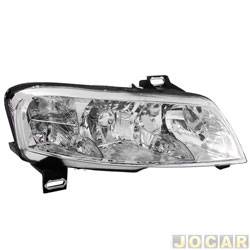 Farol principal - importado - <b>Fiat Stilo 1.8 16V de 2002 at set/2004</b> - Stilo 2002 at 2004 - para motor - com milha auxiliar - com plug quadrado - cromado - lado do passageiro - cada (unidade) - 25314