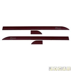 Friso lateral - <b>Fiat 500 Cabrio 1.4 8V Dualplus flex 2P de 2014 at 2015</b> - 500 2008 at 2015 - Vermelho brilliante - perfil faco - autoadesivo - jogo