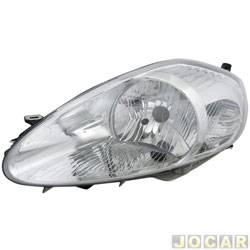 Farol principal - Depo - <b>Fiat Punto HLX 1.8 8V Flex 4P de 2007 at 2010</b> - Punto 2007 at 2012 - soquete quadrado - lado do motorista - cada (unidade) - 24583