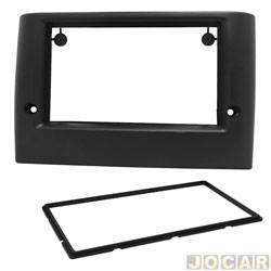 Moldura para central multimdia - Fiamon - <b>Fiat Stilo Sporting 1.8 8V Dualogic Flex de 2008 at 2011</b> - Stilo 2002 at 2011 - 2 DIN - padro chins/japons - preta - cada (unidade) - 3132