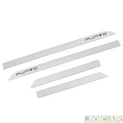 Friso lateral - <b>Fiat Punto Essence 1.6 16V Dualogic Plus Flex 4P de 2012 at 2017</b> - Punto 2012 at 2017 - branco kalahari - autoadesivo - jogo