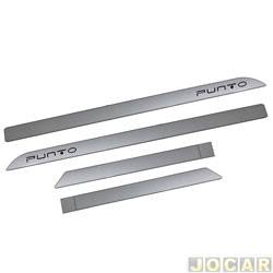 Friso lateral - <b>Fiat Punto Essence 1.6 16V Dualogic Plus Flex 4P de 2012 at 2017</b> - Punto 2012 at 2017 - prata bari - perfil faco - autoadesivo - jogo