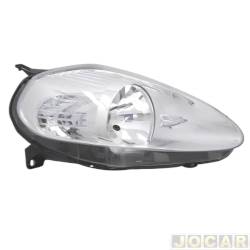 Farol principal - F2J Lighting (antiga Valeo) - <b>Fiat Punto Essence 1.6 16V Dualogic Plus Flex 4P de 2012 at 2017</b> - Punto 2012 at 2017 - manual - cromado - lado do passageiro - cada (unidade) - LI000128