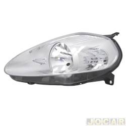 Farol principal - alternativo - F2J Lighting (antiga Valeo) - <b>Fiat Punto Essence 1.6 16V Dualogic Plus Flex 4P de 2012 at 2017</b> - Punto 2012 at 2017 - manual - cromado - lado do motorista - cada (unidade) - LI000129