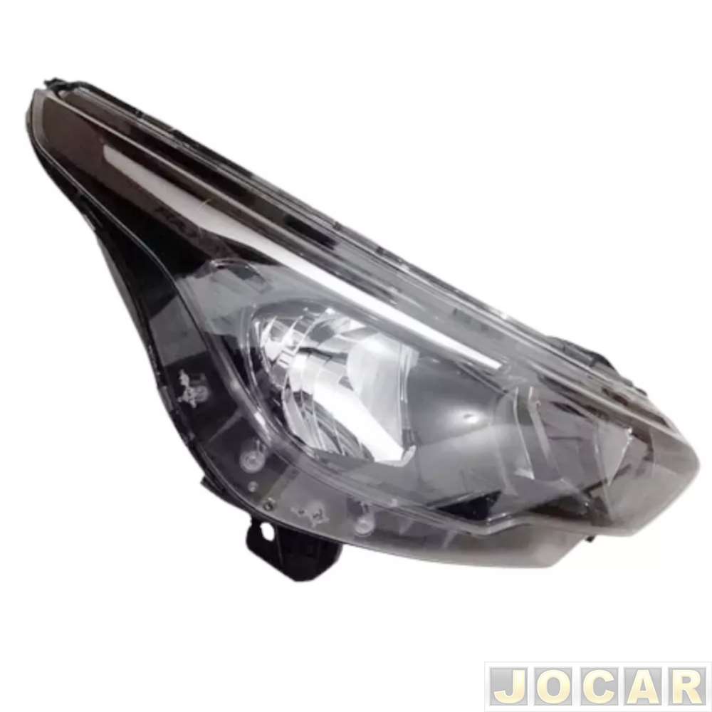 Farol principal - importado - Argo 2024 até 2025 - sem LED - máscara negra - lado do passageiro - cada (unidade) - 35270