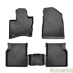 Tapete de borracha - Grid - <b>Fiat Toro Opening Edition 1.8 16V cmbio automtico 4X2 flex de 2016 at 2017</b> - Toro 2016 em diante - tipo bandeja - 5 peas - preto - jogo - TB01001