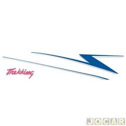 Faixa adesiva lateral - alternativo - <b>Fiat Fiorino Pick-up Trekking 1.5 mpi de 1996 at 1998</b> - Fiorino Pick-up Trekking 1995 at 1997 - azul - jogo