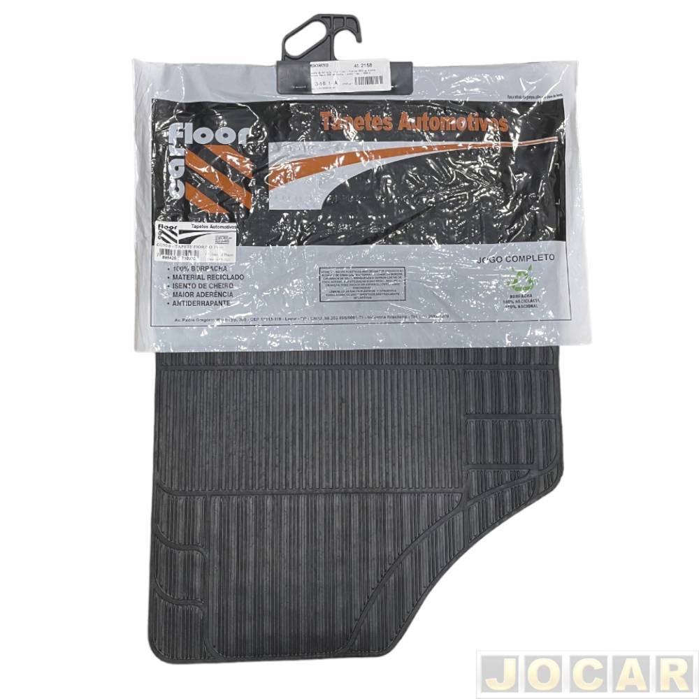 Tapete de borracha - Car Floor - Fiorino 2013 em diante - Partner Rapid 2022 em diante - desenho estilo Borcol - preto - par - G030.0