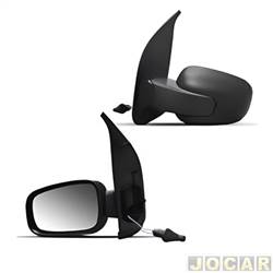 Retrovisor externo - SPJ - Fiat Uno Way 1.4 8V EVO Flex 4P de 2010 at 2014 - Uno 2011 at 2014 - com controle manual - 4 portas - preto - lado do motorista - cada (unidade) - 35393