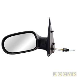 Retrovisor externo - SPJ - <b>Fiat Palio Hatch EX 1.0 8V Flex 2P de 2005 at 2007</b> - Palio 2004 at 2007 - 2 portas - com controle manual - preto - lado do motorista - cada (unidade) - EB149